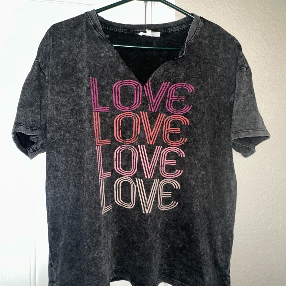 Maurices Charcoal Tee with Pink Accents